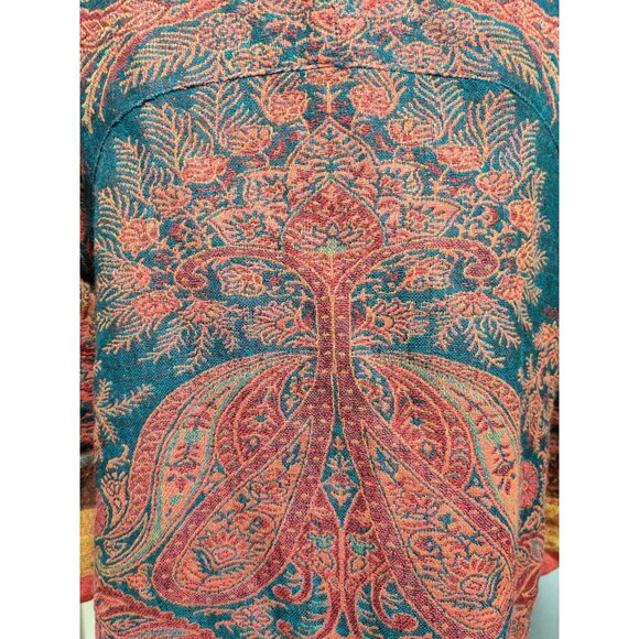 Soft Surroundings M Jacket Boho Floral Patchwork Embroidered Wool Silk Kimono - Picture 11 of 16